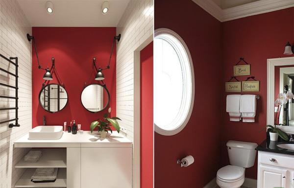رنگ قرمز در طراحی دستشویی و سرویس بهداشتی