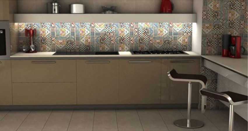 طرح کاشی بین کابینتی سنتی  