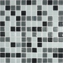 کاشی استخری شیشه ای میکس 4021 سفید طوسی مشکی - زمرد گلس تایل Zomorod Glass Tile