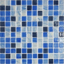 کاشی استخری شیشه ای میکس 4036 آبی و سرمه ای - زمرد گلس تایل Zomorod Glass Tile