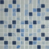 کاشی استخری شیشه ای میکس سفید سرمه ای آبی 4055 - زمرد گلس تایل Zomorod Glass Tile