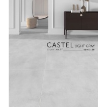 کستل Castel - سرامیک کستل طوسی روشن مات مدل کارشده 100x100 - کاشی سرام نگار Ceram Negar