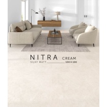 نیترا Nitra - سرامیک نیترا کرم مات مدل کارشده 100x100 - کاشی سرام نگار Ceram Negar