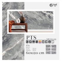 PTS Light Gray - کاشی پی تی اس طوسی روشن پولیش 120*60 - گراف سرامیک Graff Ceramic