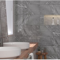 وینست Vinset - سرامیک وینست طوسی براق مدل کارشده 30x90 - کاشی فخار