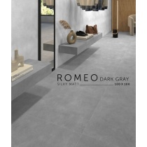 رومئو Romeo - سرامیک رومئو طوسی تیره مات مدل کارشده 100x100 - کاشی سرام نگار Ceram Negar
