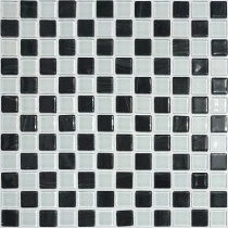 کاشی استخری شیشه ای شطرنجی سفید مشکی - زمرد گلس تایل Zomorod Glass Tile
