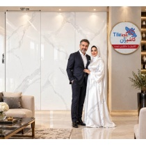 سرامیک اسلب استاتوریا سفید پولیش مدل کار شده 120x280 - اسپینا اسلب Spina Slab