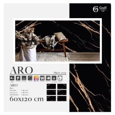 Aro Black - کاشی آرو مشکی پولیش 120*60 - گراف سرامیک Graff Ceramic