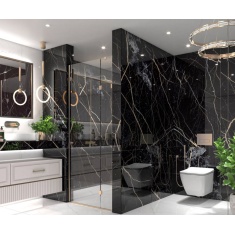 آروکس Arvex - سرامیک آروکس مشکی نانو پولیش مدل کارشده 80x160 - اسلب آبادیس