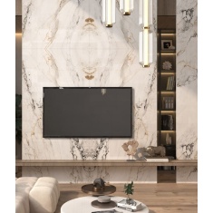 بلازا Bellazza - سرامیک اسلب بوک مچ بلازا بژ پولیش مدل کارشده 120x240- کاشی هرمس سرام نوین