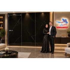 سرامیک اسلب بنفیکا مشکی مدل کار شده 120x280 - اسپینا اسلب Spina Slab