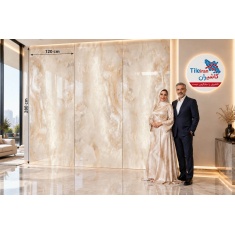 سرامیک اسلب اورتون بژ روشن پولیش مدل کار شده 120x280 - اسپینا اسلب Spina Slab