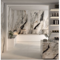 آیکونیک Iconic - سرامیک اسلب آیکونیک بژ پولیش مدل کارشده 120x240- کاشی هرمس سرام نوین