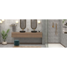 کالوس Kalos - سرامیک کالوس طوسی روشن براق مدل کارشده 30x90 - کاشی فخار