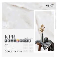 KPR Light Gray - کاشی کی پر طوسی روشن پولیش 120*60 - گراف سرامیک Graff Ceramic