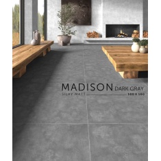 مدیسون Madison - سرامیک مدیسون طوسی تیره مات مدل کارشده 100x100 - کاشی سرام نگار Ceram Negar