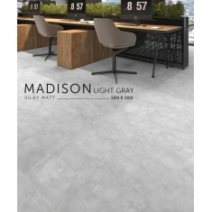 مدیسون Madison - سرامیک مدیسون طوسی روشن مات مدل کارشده 100x100 - کاشی سرام نگار Ceram Negar