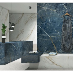 موراندی Morandi - سرامیک اسلب موراندی آبی پولیش مدل کارشده 120x240- اسلب کلکسیون Slab Collection