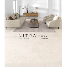 نیترا Nitra - سرامیک نیترا کرم مات مدل کارشده 100x100 - کاشی سرام نگار Ceram Negar