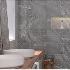 وینست Vinset - سرامیک وینست طوسی براق مدل کارشده 30x90 - کاشی فخار