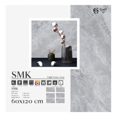 Smk Light Gray - کاشی اس مک طوسی روشن پولیش 120*60 - گراف سرامیک Graff Ceramic