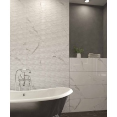 توتال Total - سرامیک توتال سفید براق مدل کارشده 30x90 - کاشی الوند Alvand Tile