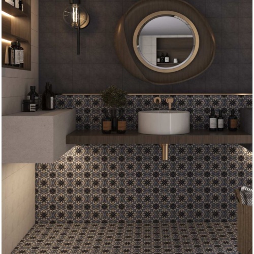 سیپریانو Cipriano - سرامیک سیپریانو طوسی تیره دکور B مات 15x15 - سرامیک جگوار Jaguar