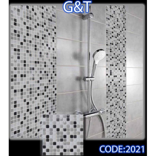 کاشی استخری شیشه ای میکس 2021 سفید مشکی طوسی - G&T گلس تایل
