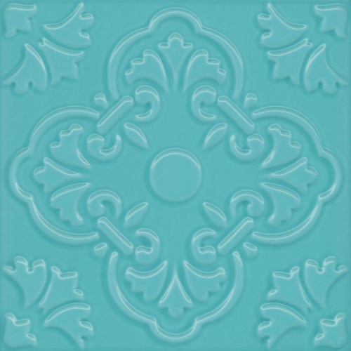 فلاور - سرامیک فلاور فیروزه ای مدل کار شده - شرکت کاشی پرسپولیس persepolis TILE