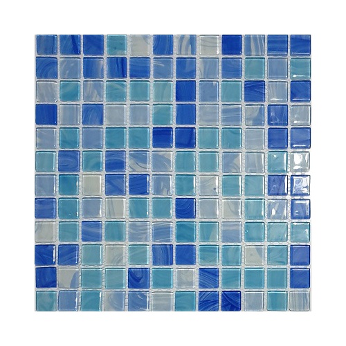 کاشی استخری شیشه ای میکس 4037 آبی - زمرد گلس تایل Zomorod Glass Tile