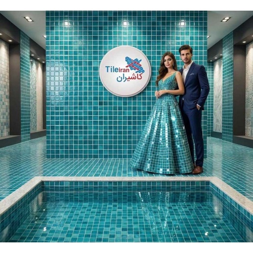 کاشی استخری شیشه ای 4070 سبز تیره - زمرد گلس تایل Zomorod Glass Tile