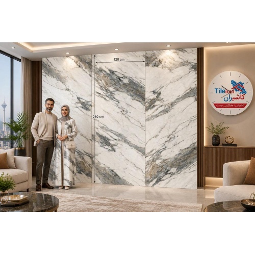 MB-002 - سرامیک اسلب MB002 سفید 3D Fit مات 120x260 - مگاکر Megaker