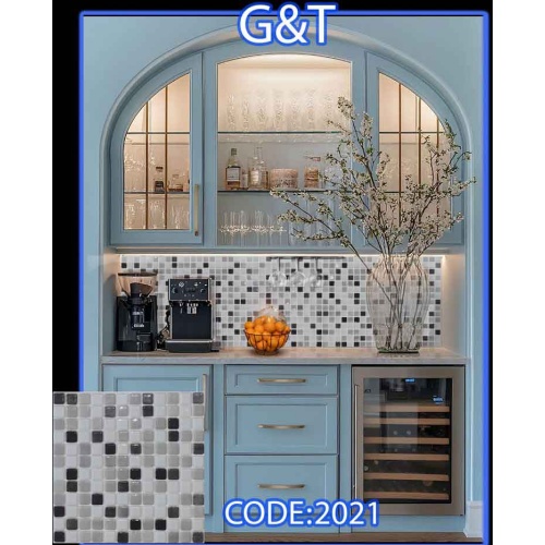 کاشی استخری شیشه ای میکس 2021 سفید مشکی طوسی - G&T گلس تایل