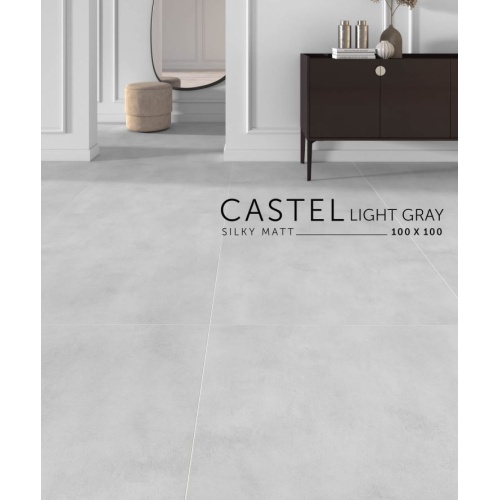 کستل Castel - سرامیک کستل طوسی روشن مات مدل کارشده 100x100 - کاشی سرام نگار Ceram Negar