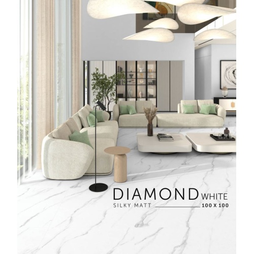 دیاموند Diamond - سرامیک دیاموند سفید مات مدل کارشده 100x100 - کاشی سرام نگار Ceram Negar