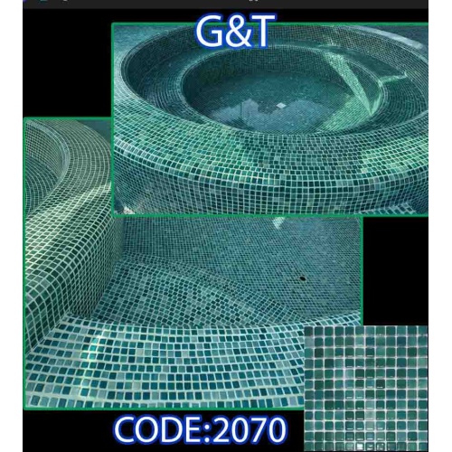 کاشی استخری شیشه ای سبز تیره 2070 - G&T گلس تایل