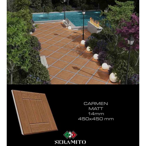 سرامیک کارمن قهوه ای روشن مات مدل کار شده 45x45 - سرامیتو