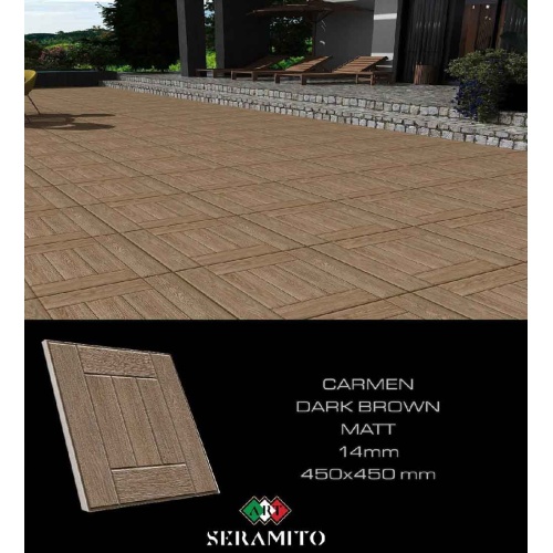 سرامیک کارمن قهوه ای تیره مات مدل کار شده 45x45 - سرامیتو