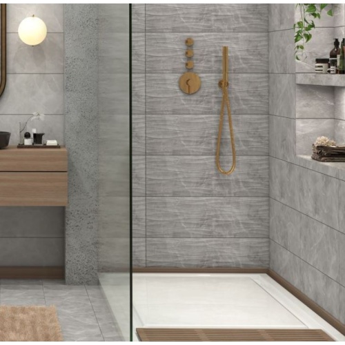 کالوس Kalos - سرامیک کالوس طوسی روشن براق مدل کارشده 30x90 - کاشی فخار