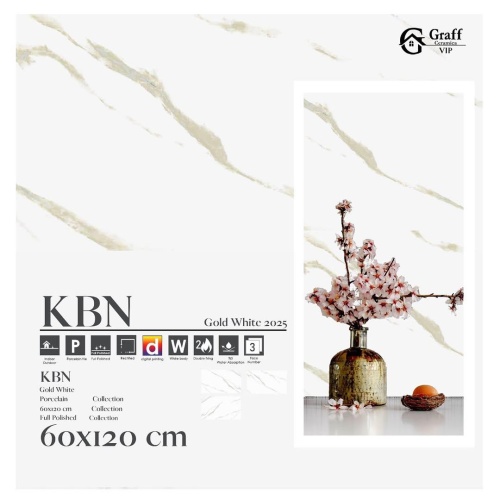 KBN Gold - کاشی کی بی ان گلد وایت پولیش 120*60 - گراف سرامیک Graff Ceramic