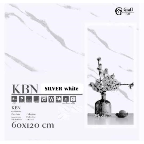 KBN Silver - کاشی کی بی ان سیلور وایت پولیش 120*60 - گراف سرامیک Graff Ceramic