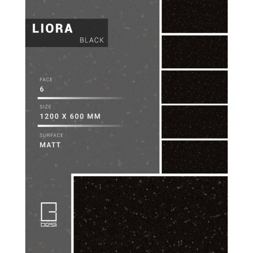 Liora Black - سرامیک لیورا مشکی مات 60x120 - سرامیک بسلی Besli