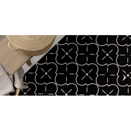 سرامیک لونا مدل کار شده سفید و مشکی 30x30 - کاشی پرسپولیس