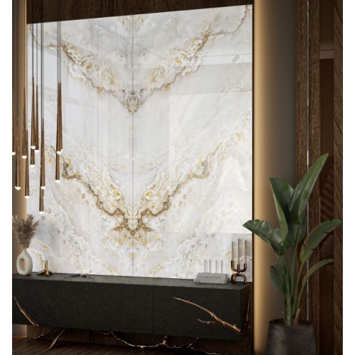 ماربلایز Marbleiz - سرامیک اسلب بوک مچ ماربلایز بژ پولیش مدل کارشده 120x260 - کاشی رومانس ROMANCE TILE