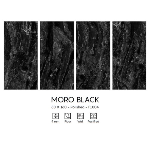 Moro Black PF1004 - سرامیک مورو بلک مدل کار شده 80x160 - اسلب میکل آنجلو