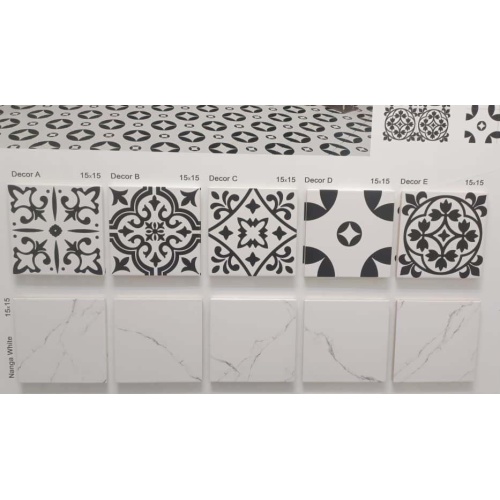 نانگا Nanga - سرامیک نانگا سفید مشکی مدل کار شده 15x15 - کاشی آرژنا