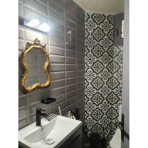 نانگا Nanga - سرامیک نانگا سفید مشکی مدل کار شده 15x15 - کاشی آرژنا