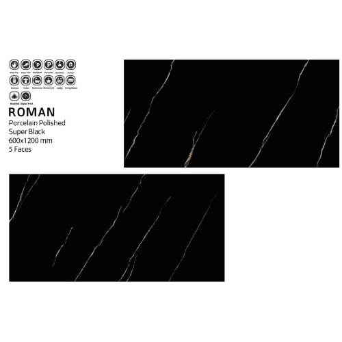 رومن Roman- سرامیک رومن مشکی مدل کار شده - سینا کاشی SINA TILE