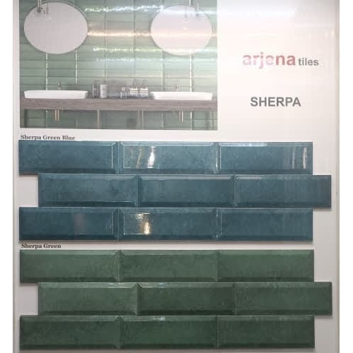 شرپا Sherpa - سرامیک شرپا سبز آبی براق 10x30 - کاشی آرژنا
